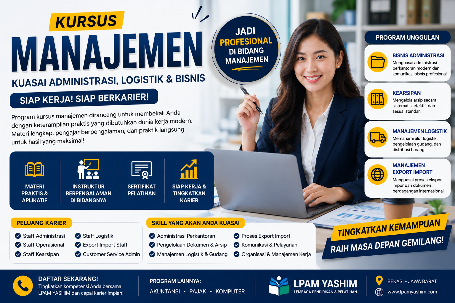 Kursus Manajemen LPAM YASHIM – Tingkatkan Skill Administrasi, Logistik, dan Bisnis untuk Dunia Kerja